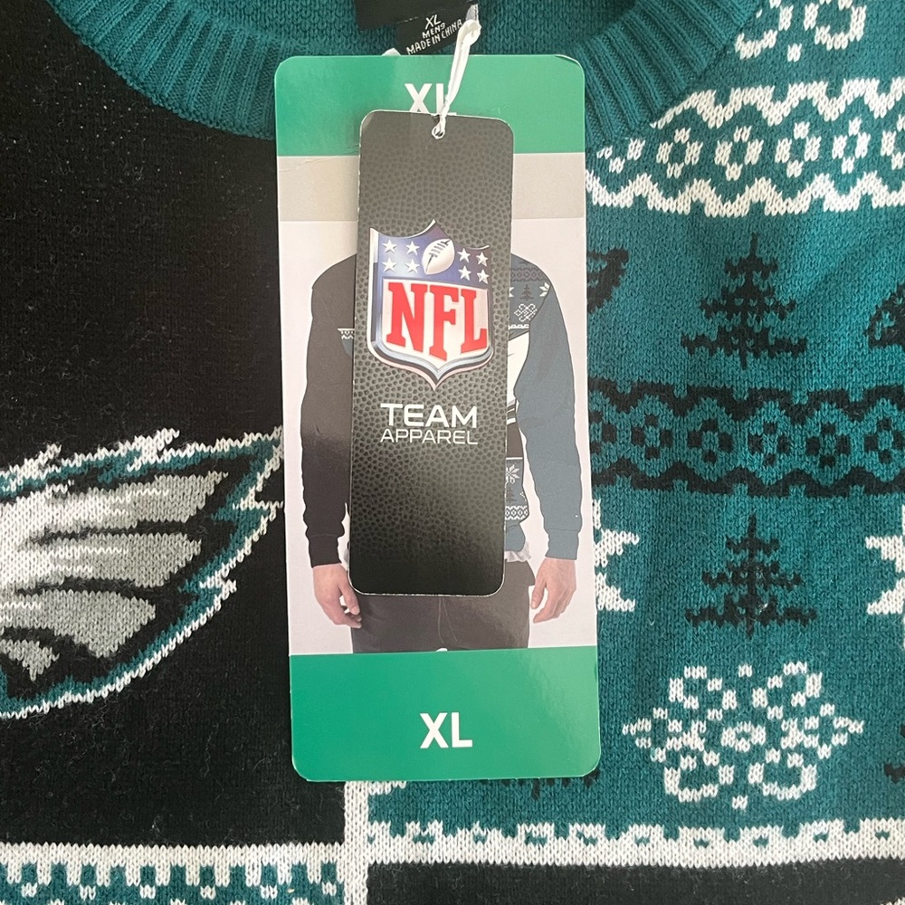FOCO Philadelphia Eagles Men's Teal and Black Crewneck Sweater - Picture 3 of 3